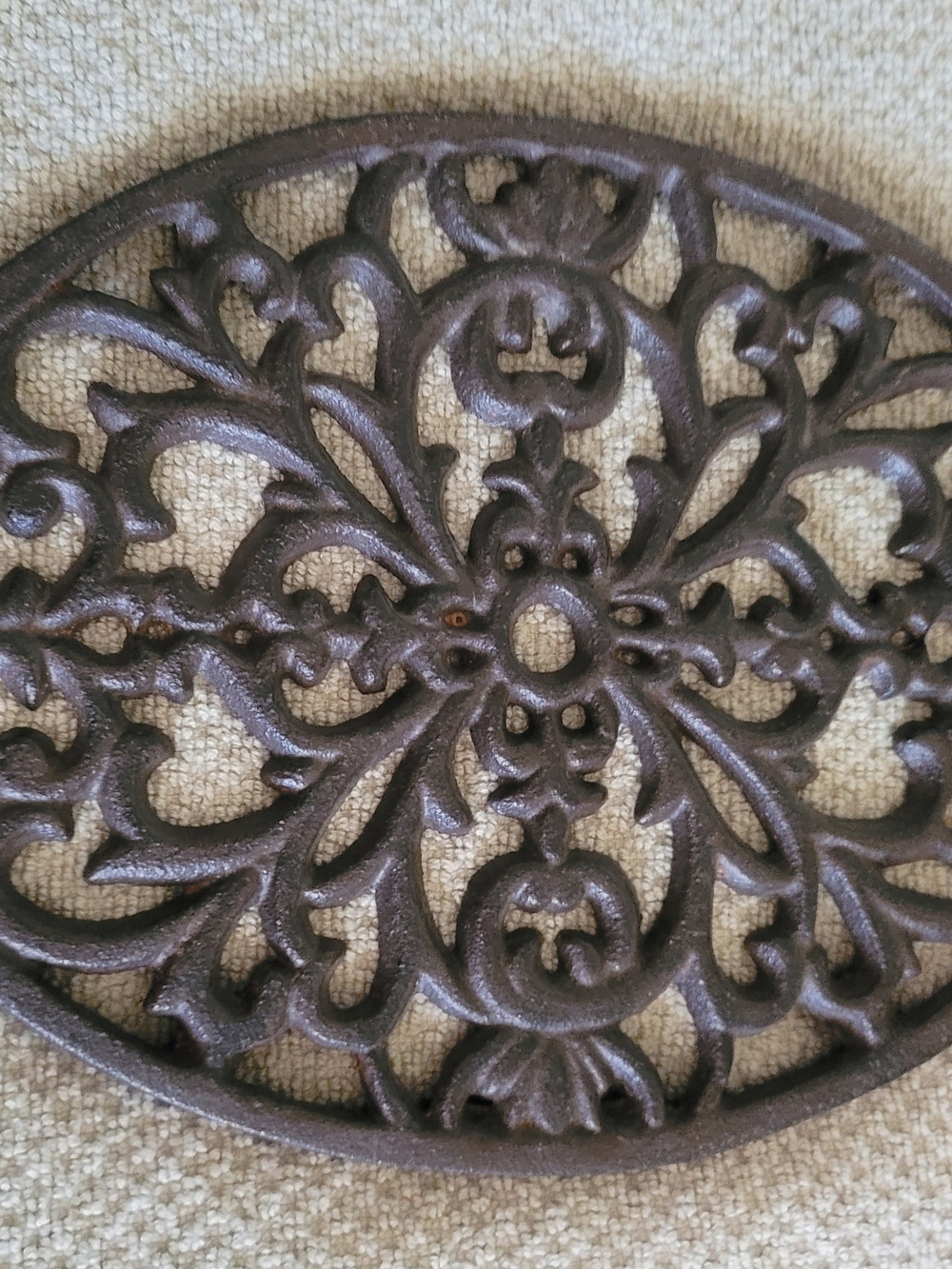 Ornate Black Cast Iron Trivet - Vintage-Style Home Accent